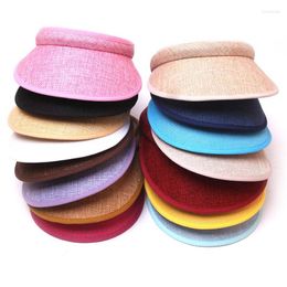 Wide Brim Hats Ladies Adjustable Nature Straw Topless Beach Trip Cap Spring Summer Fashion Breathable Sun Hat Top Empty Visor