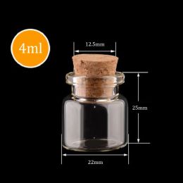 Empty Glass Jars With Cork Pendant Craft Clear Glass Vials Bottles 22mm Diameter Multiple Specification for Choose factory outlet