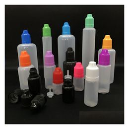 Packing Bottles Colorf Pe Dropper L 5Ml 10Ml 15Ml 20Ml 30Ml 50Ml Needle Tips With Colour Childproof Cap Sharp Tip Plastic Eliquid Dro Dh6Kn