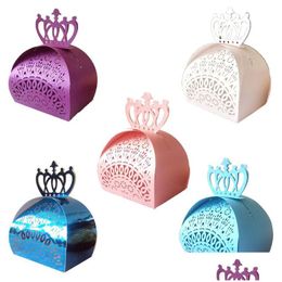 Gift Wrap Hollow Out Candy Box Crown Laser Cut Chocolate Boxes Baby Shower Favours Drop Delivery Home Garden Festive Party Su Dhrk3