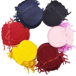Boxes 100PCS/LOT 7x8CM Velvet Black Jewelry Packing Gift Gourd Bag Christmas Mini Blue Drawable Pink Red