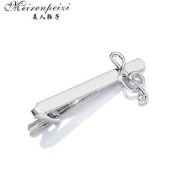 Meirenpeizi Classic Matte Tie Bar Men Jewelry Simple Brushed Smooth High Quality Tie Clip Clasp musical note Tie Pin