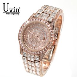 Wristwatches UWIN Men Women s Business Watch Iced Out Quartz Clock Luxury Top Quality Automatic Waterproof Wrist Watches 230519