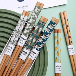 Chopsticks 8Pair Of Bamboo Japanese Style Refreshing Non-Slip Tableware Multiple Creative Patterns Wooden Set