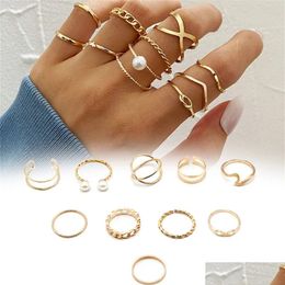 Band Rings Newest 10Pcs/Set High Quality Metal Ring Halloween For Women Jewellery Accessories Punk Style On Phalanx Anel Mascino Anill Dhrbp