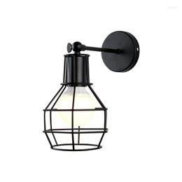 Wall Lamp Vintage Black Cage Light Bedside Retro Mount Indoor Decorative Loft Bar Sonce Lights DIY Lighting