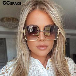 Sunglasses 53568 Half Frame Luxury Women Brand Pearl Square Fashion Shades UV400 Vintage Glasses 230519