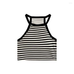 Women's Tanks Classic Colour Matching Stripes Comfortable Slim Fitting Tank Top