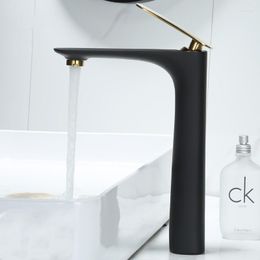 Bathroom Sink Faucets Black Gold Basin Solid Brass Mixer & Cold Single Handle Deck Mounted Lavatory Taps White Chrome