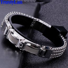 Chokers 13MM Braided Keel Chain Man Bracelet With Magnet Clasp Mens Wrist Jewellery 316L Stainless Steel Hand Bands Handles for Men