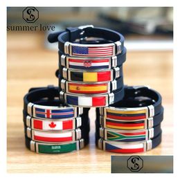 Other Bracelets National Flag Spain Germany England Australia Brazil Sile Bracelet Wristband Men Fitness Sporty Jewellery Drop Delivery Dhzar