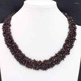 Chains Gravel Irregular Garnet Crystal Stone Multi Color Bowlder Necklace 18'' Women Jewelry Collocation Fashion Style Design