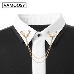 Hot Men Brooch 2018 Fashion Brooches Broches High-end Brooch deer Tassel Chain Clip Collar Shirt Buttoned Pin Male Accessories