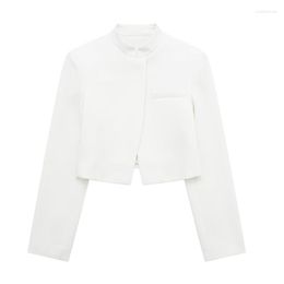 Women's Jackets Woman Fashion White Irregular Slim Short Blazer 2023 Spring Female Solid High Street Asymmetrical Cropped Blazers Outwear