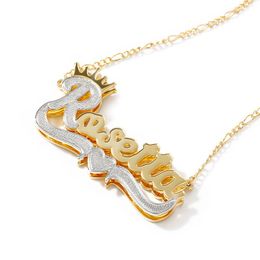 Necklaces 3D Nameplate Necklace Custom 18K Double Plated Name Pendant with Crown Personalised Stainless Steel Jewellery Gift For Women