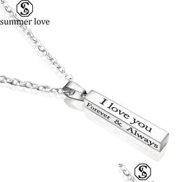 Pendant Necklaces High Quality Stainless Steel Solid Blank Bar Necklace For Buyer Own Engraving I Love You Always Letter Charm Drop Dhkog
