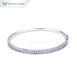 Bangles Tianyu Gems 925 Silver Cubic Zircon Bracelet Gemstone 18K White Gold Plated Bangles Charm Wedding Bracelet Woman Girlfriend Gift