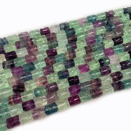 Crystal Natural Fluorite Stone Beads 15'' Carved Column DIY Spacer Loose Beads For Jewelry Making Women Men Beads Bracelet Necklace Gift