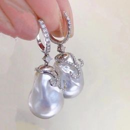 Knot MeiBaPJ Big Baroque Natural Freshwater Pearl Fashion Simple Drop Earrings Real 925 Sterling Silver Fine Charm Jewelry for Women