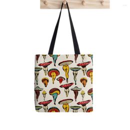 Shopping Bags Shopper Mushrooms Tattoo Printed Tote Bag Women Interesting Harajuku Handbag Girl Shoulder Lady Canvas