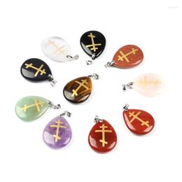 Pendant Necklaces Cross Orthodox Religion Natural Stone Chakra Reiki Obsidian Necklace Statement Choker Accessories Charms Jewelry