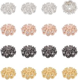 Components 50pcs MultiPetal Flower Brass Bead Caps End Micro Pave Cubic Zirconia Bead Cap for Earring DIY Jewellery Making Accessories