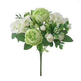 Decorative Flowers Garden Artificial Flower Durable 6 Forks Indoor Outdoor El Wedding Hydrangea Restaurant Gift Peony Bunch For Vase Home