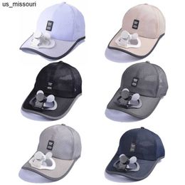 Ball Caps KLV Adult Summer Sunscreen Baseball Cap with USB Rechargeable Mini Cooling Fan Breathable Mesh Fishing Adjustable Trucker Hat J230520