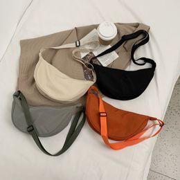 Waist Bags Solid Colour Chest Bag For Women Large Capacity Travel Crossbody Female Half Moon Belt Ladies Daily Street Fanny Packs 230520