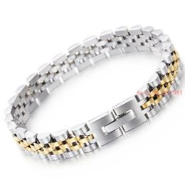 Bangle Hot Silver Color 9.5mm Wide 316L Stainless Steel Bracelet Motorcycle Men's Chain Link Bracelet Bangle cuff Jewelry Gift