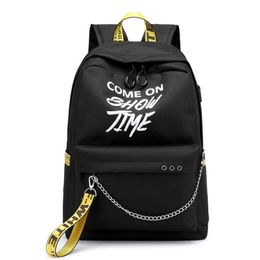 Designer- USB Hip Hop Ladies Backpack Off Fashion White Women Bags High Quality Large Capacity Student Bag Casual Travel Backpacks293p