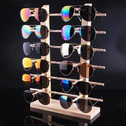 Коробки натуральные деревянные солнцезащитные очки очки дисплей стойка стойки на полке Многослойные очки отображают держатель подставки.
