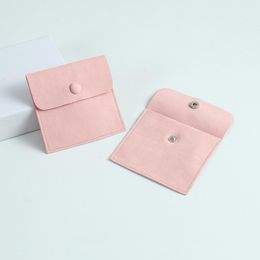 Boxes 20 Microfiber Snap Button Pouch Pink Wedding Favour Bags Veet Jewellery Ring Brooch Necklace Packaging Organiser Envelope Bag