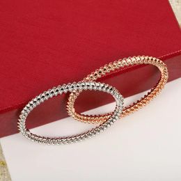 Bangle New S925 Sterling Silver Willow Nail Rose Gold Bracelet Bullet Closed Light Luxury Bracelet Gift