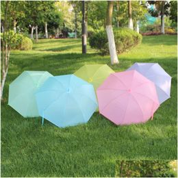 Umbrellas Candy Color Frosted Solid Long Handle Umbrella Matic 8 Bone Pvc Rainbow Drop Delivery Home Garden Household Sundries Dhpib