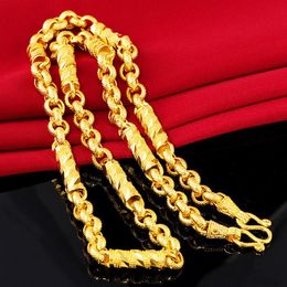 Necklaces Solid Column Chain With Rope Chain Necklace 18K Gold Newest Domineering Men's Necklace Jewellery Collier Homme