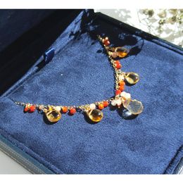 Necklaces Lii Ji Multi Gemstone 14K Gold Filled Chain Necklace Natural Citrine Agate Sunstone Zircon Handmade Necklace