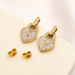 Luxury love gold earrings for lady women orrous girls ear studs set Designer Jewelry earring Valentine's Day Gift engagement for Bride