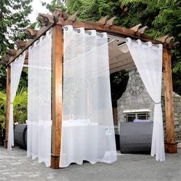 Curtain Outdoor Sheer Curtains For Patio Waterproof - Wide Grommet Indoor Voile Living Room Bedroom Porch Pergola