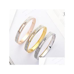 Bangle Fashion Crystal Bracelet For Women Stainless Steel Bracelets Charm Bridal Party Jewelry Drop Delivery Dhmap