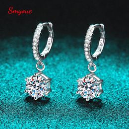 Stud Smyoue White Gold Plated 2ct Moissanite Drop Earring for Women Sparkling Diamond Earring Wedding Jewelry S925 Sterling Silver