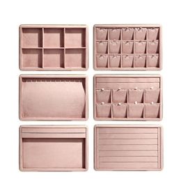 Boxes Pink Pu Jewelry Display Tray Necklace Holder Metal Luxuly Ring Organizer Earring Show Stand Mall Watch Show Plate Tray