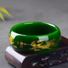 Bracelets Natural Jade Bangle Bracelet HandCarved Fine Lady Jewellery Fashion Accessories for Women Round Bangle Charm Jadeite Gift