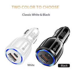 Car Qc3.0 Pd Quick Charger 5v 3a 36w Dual Fast Charging Car Charger 2 in 1 Dual Port Type-c Car Charging Power Outlet Flash Charger