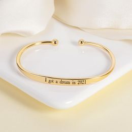 Bangle Fashion Dainty Engrave I Got A Dream In 2023 Charm Bracelet Adjustable Chain Love Bangles Bracelets For Women Jewellery Gifts