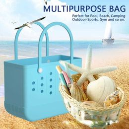 2023 Summer EVA Beach Tote Bag Waterproof Sandproof Durable Open Silicone Tote Bag Swim Lunch Handbags Portable Travel Bag 230516