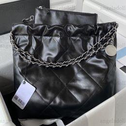 10A Mirror Quality Luxury Designers Bag 22 Handbag Small 35cm Shopping Bag Calfskin Quilted Tote Black Purse Womens Shoulder Silver Chain Box Bag With Mini Pouch