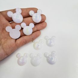 Components 500pieces 2224mm diy acrylic AB shiny mouse sticker flat beads.for woman kids hairpin scrapbook jewerly making accessories 2022