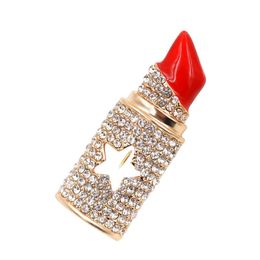 CINDY XIANG Rhinestone Lipstick Brooches for Women Sexy Fashion Jewellery Elegant Statement Pins Summer Design