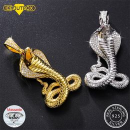 Pendant Necklaces 925 Sterling Silver Cobra Necklace For Men Punk Hip Hop Jewelry Red CZ Crystal Inlaid Eye Party Rack Pendants 230519